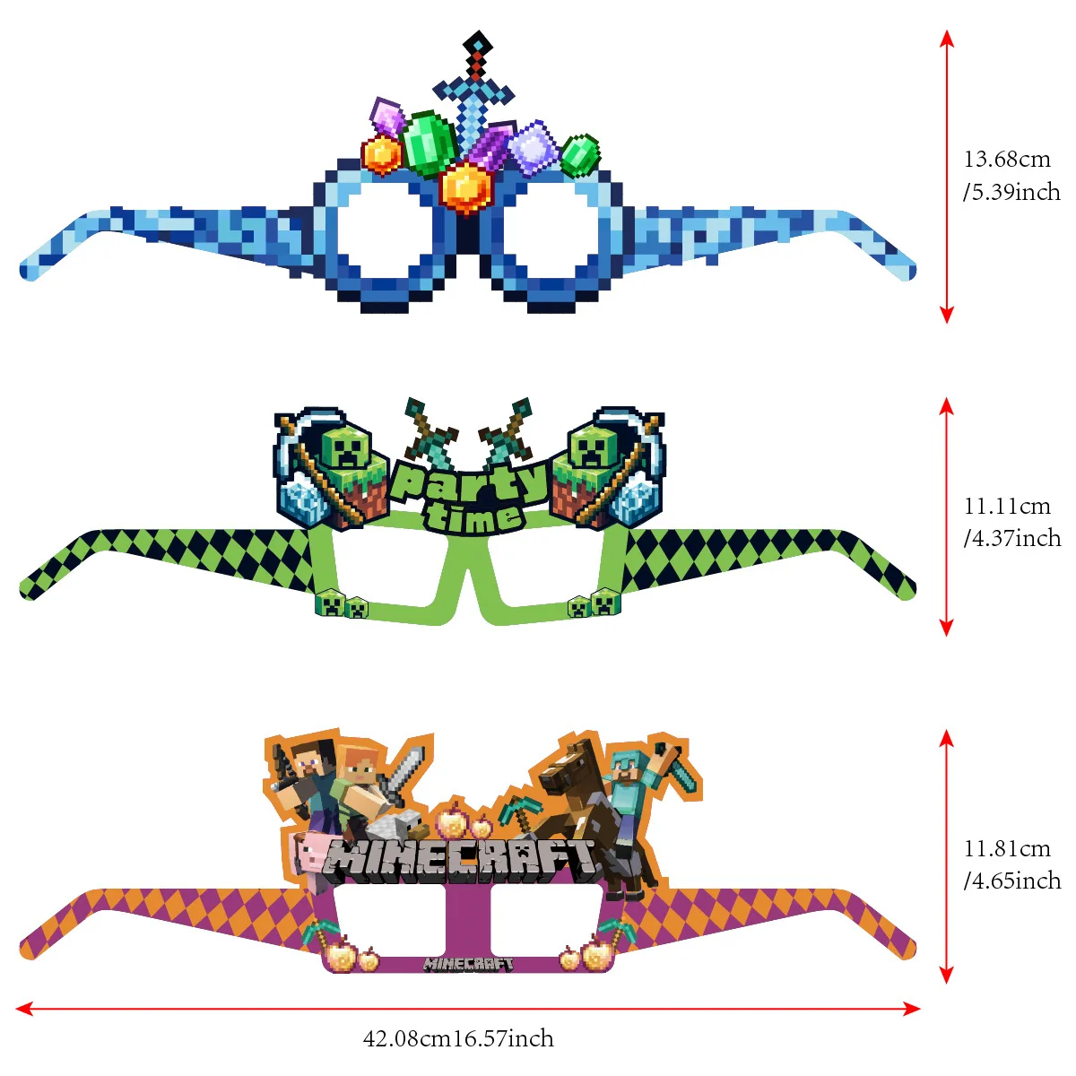 8-16pcs/set My World glasses Kids birthday party Cos Play Action Game Toy Minecrafter Square Glasses with Toys for kid Gift