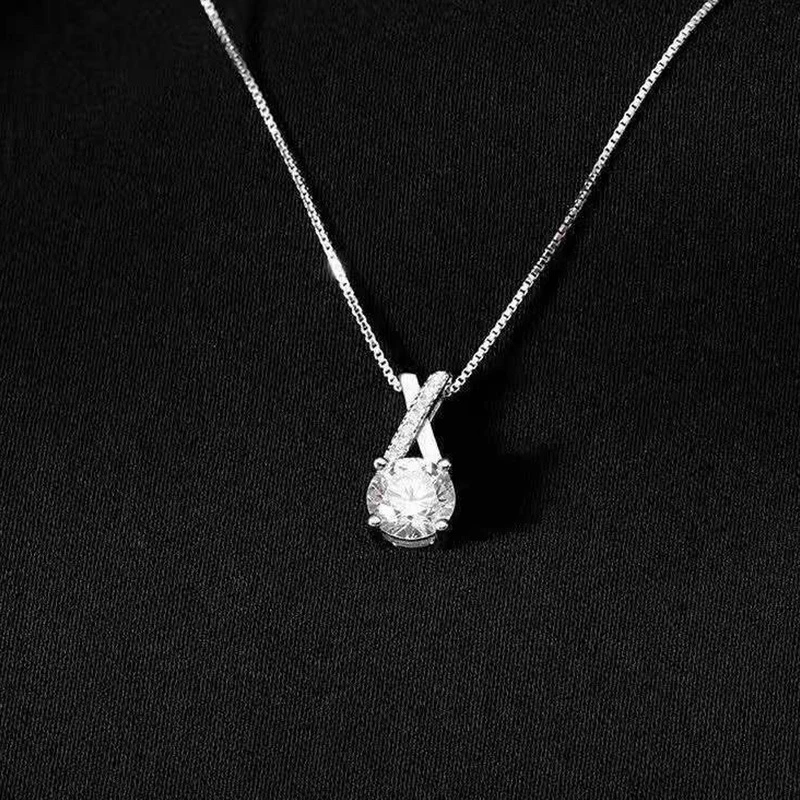 Unique Design X Shaped Rhinestone Pendant Silver Color Necklace for Women New Fashion Simple Personalized Girl Party Jewelry