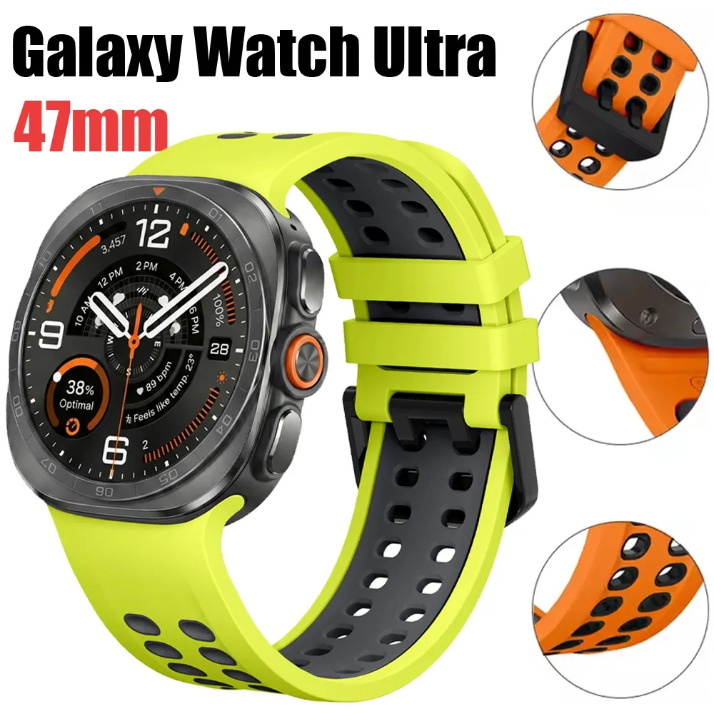 Sports Silicone Strap for Samsung Galaxy Watch Ultra 2/1 47mm Two-color Comfortable Wristband for Galaxy Ultra 47mm Accessories