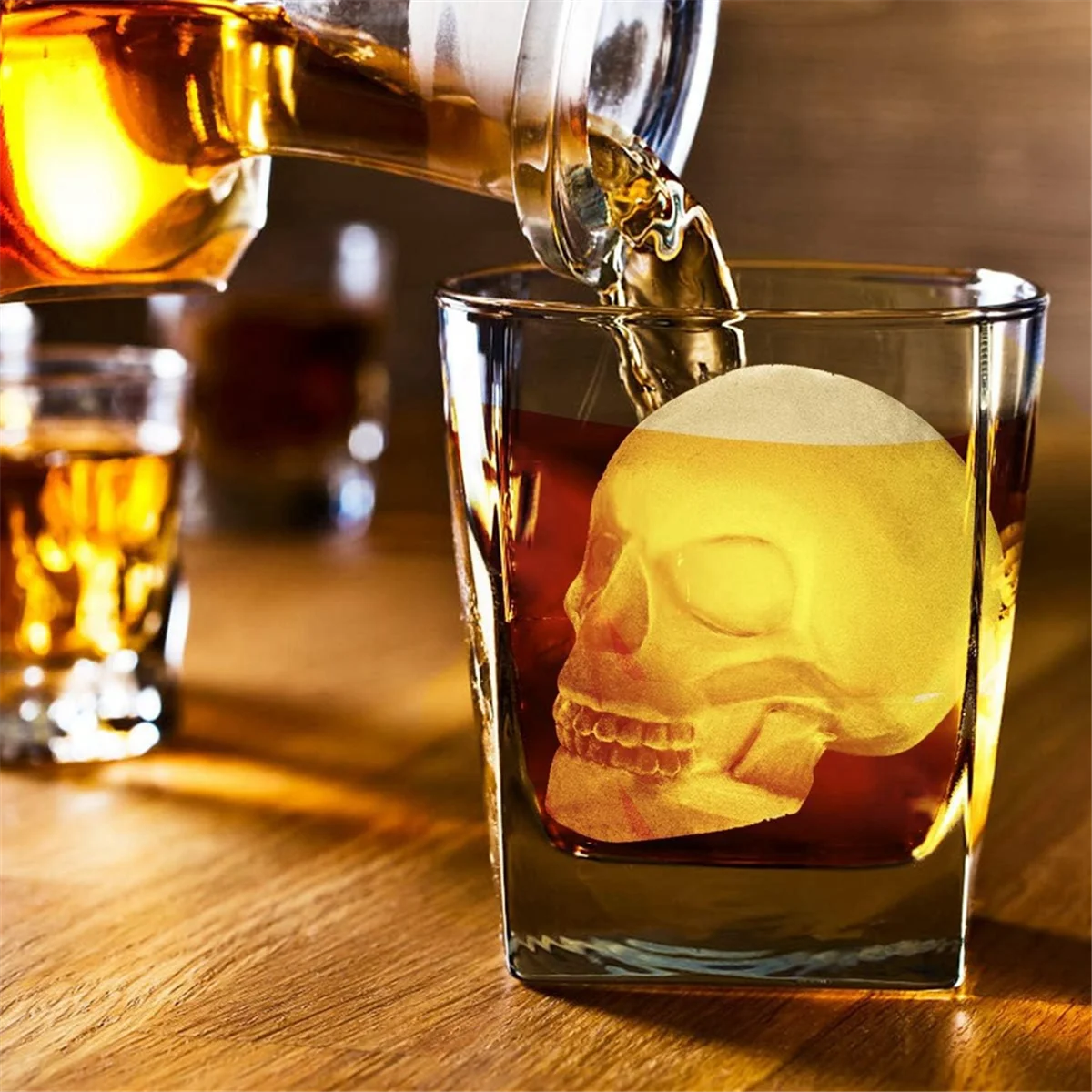 Large 3D Skull Ice Mold Whiskey Skull Ice Party Tray Silicone Ice Mold Big Mouth Cup Skull Ice Machine