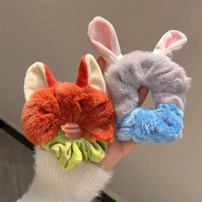 Gute Qualität Anime Cosplay Scrunchies Haargummis Frauen Plüsch Hopps Ohren Weiche Elastische Haargummis Haarschmuck Weihnachtsgeschenke