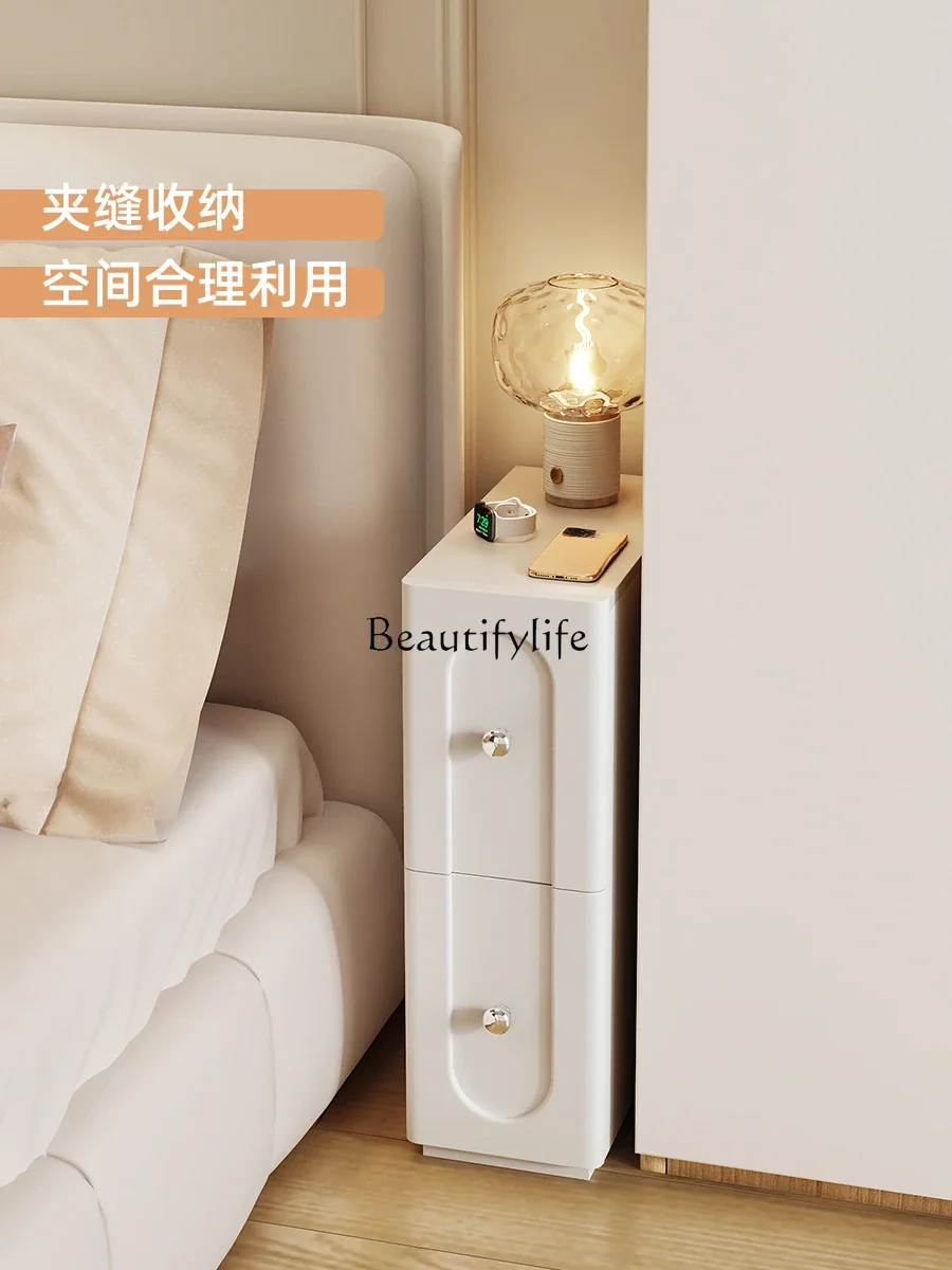 Cream wind extremely narrow bedside table small = 20 cm = narrow crevice storage cabinet