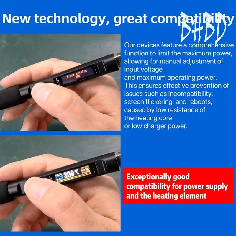 

BHBD-L245C PD 100W Portable Electric Soldering Iron 50-500°C Adjustable Temperature 0.99-Inch Color Screen Soldering Station