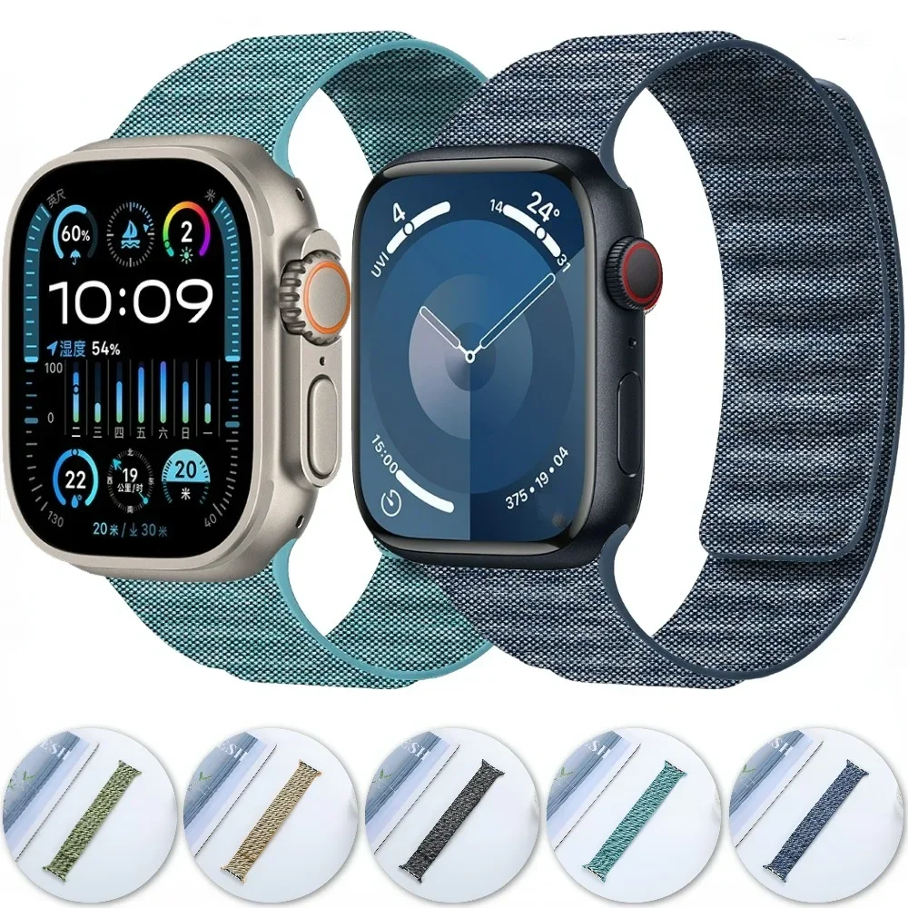 

Магнитный ремешок для Apple Watch Band 49 мм 45 мм 41 мм 44 мм 40 мм 42 мм Нейлоновый браслет для iWatch Series Ultra 9 8 7 6 5 4 3 SE ремешок