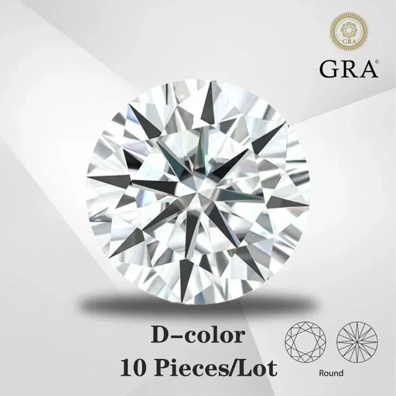 Moissanite Stone 5 /10 / 20 / 30 /50 Pcs Per Lot Promotion with GRA Certificate Pass Diamond Tester Lab Diamonds Loose Gemstones