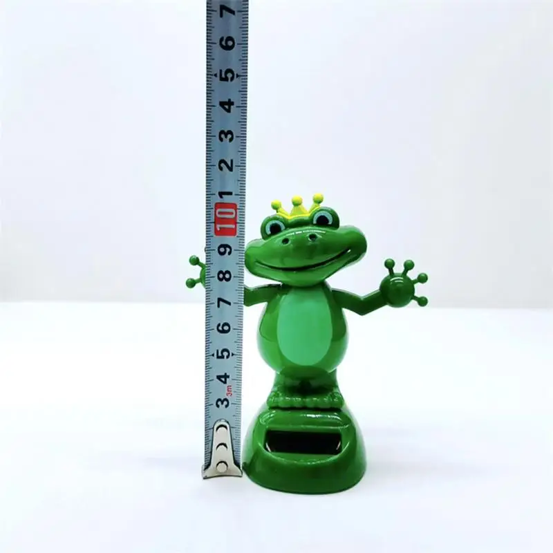 Solar Powered Dancing Frog Car Animated Bobble Dancer Swing Frog Automatic Shaking Hand Doll For Kids Table Car Dashboard