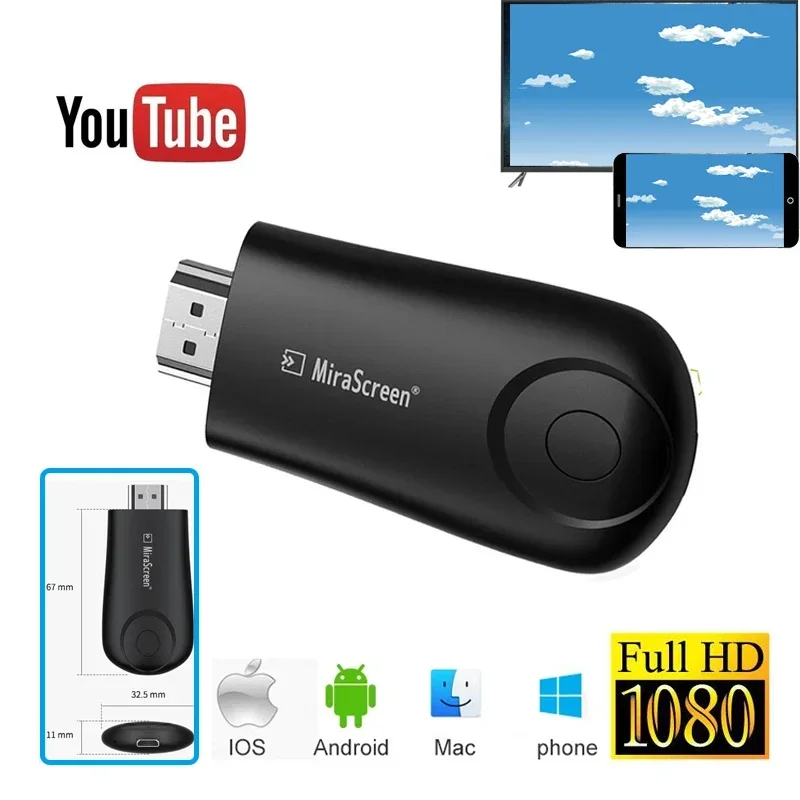 Wireless HDMI-compatible Wifi Display Dongle Miracast With AirPlay DLNA Full HD E9 TV Stick 1080P Mirror Screen For IOS Android