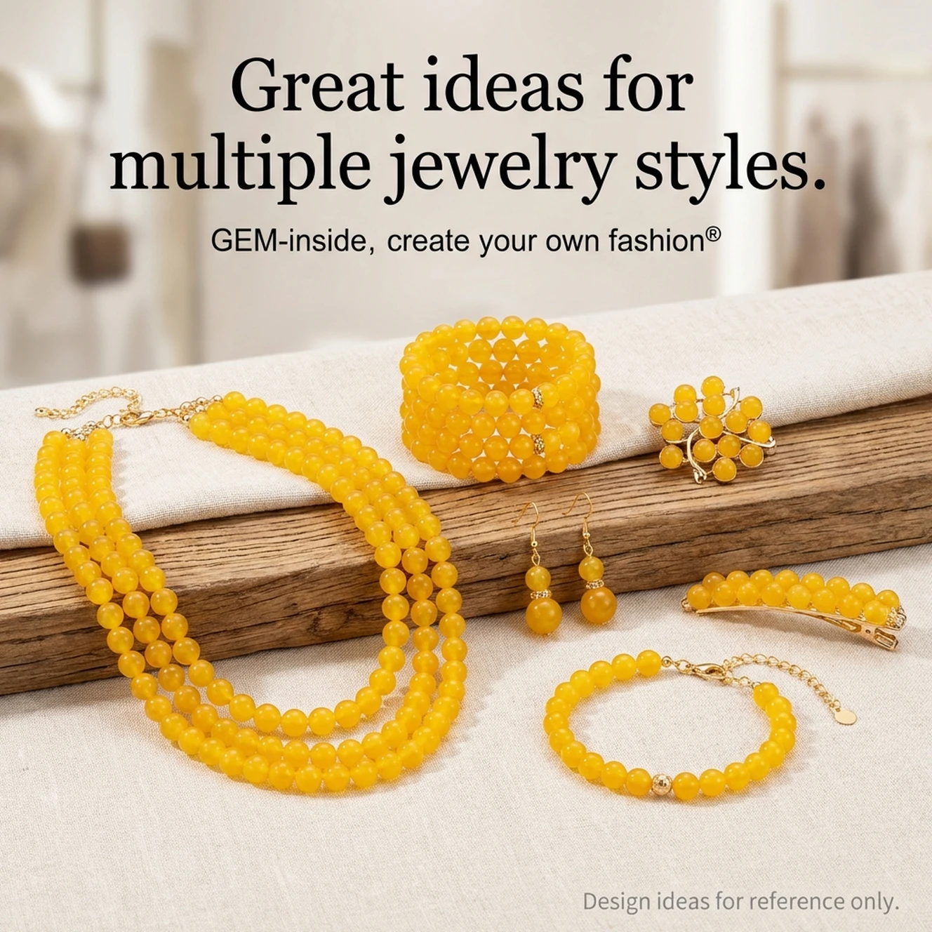 Round Yellow Jades Beads Fashion Jewelry Bead DIY Bead For Women Bracelet  & Necklace Making Strand 15\