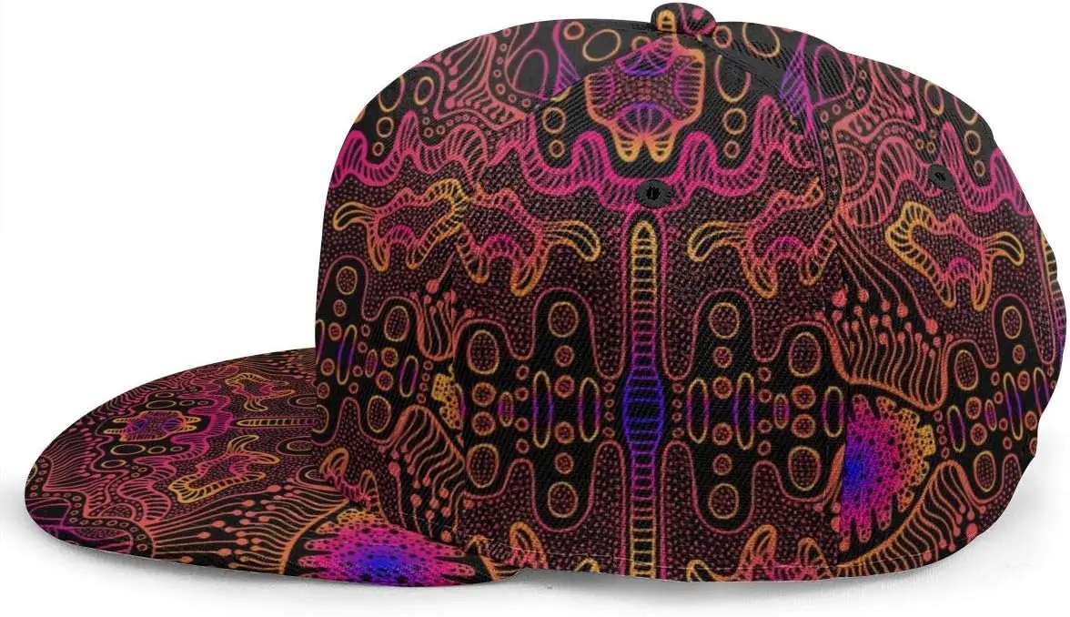 Space Psychedelic Trippy Abstract Flat Bill Brim Cap, Cool Hip Hop Trucker Hat Men Women Adjustable Baseball Caps