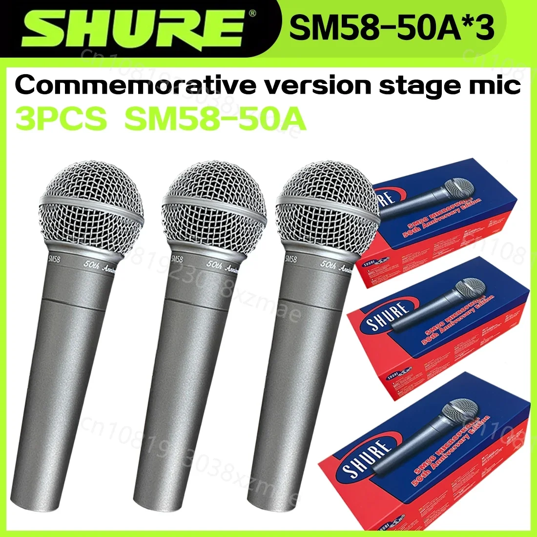 3PCS SHURE SM58-50A Microfono cardioide Canto da palco Microfono professionale cablato Shure Karaoke BBOX Registrazione Microfono vocale