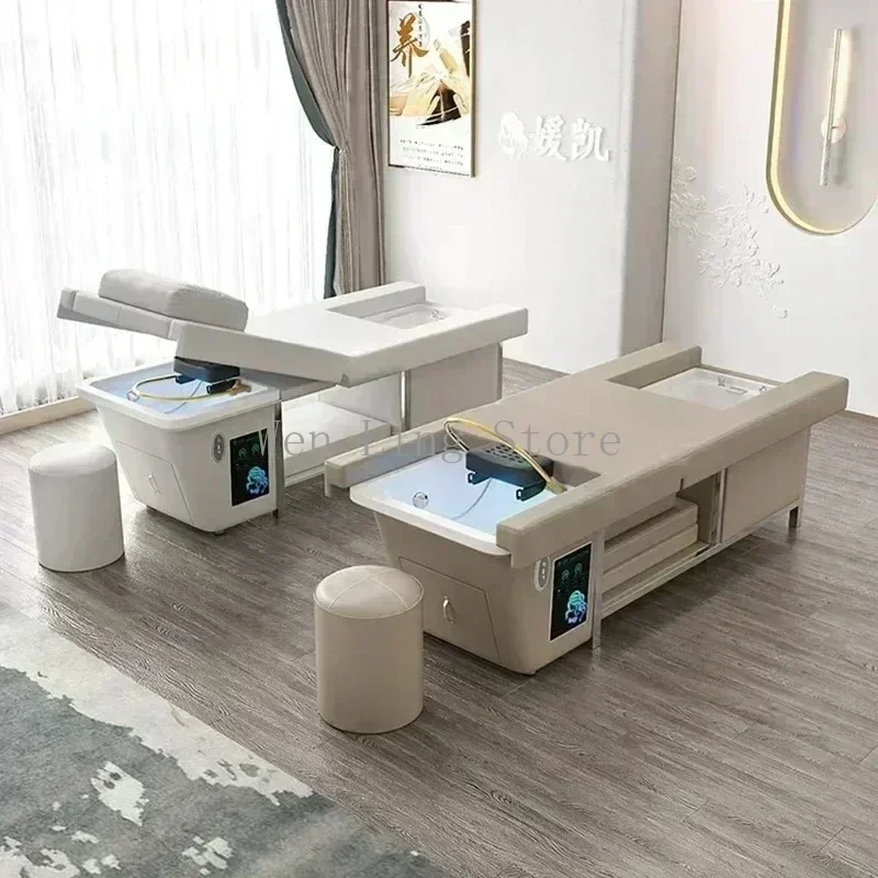 Letto spa con testa giapponese, macchina giapponese, sedie per shampoo, lavare i capelli, forniture spa per professionisti, mobili da salone Cadeiras