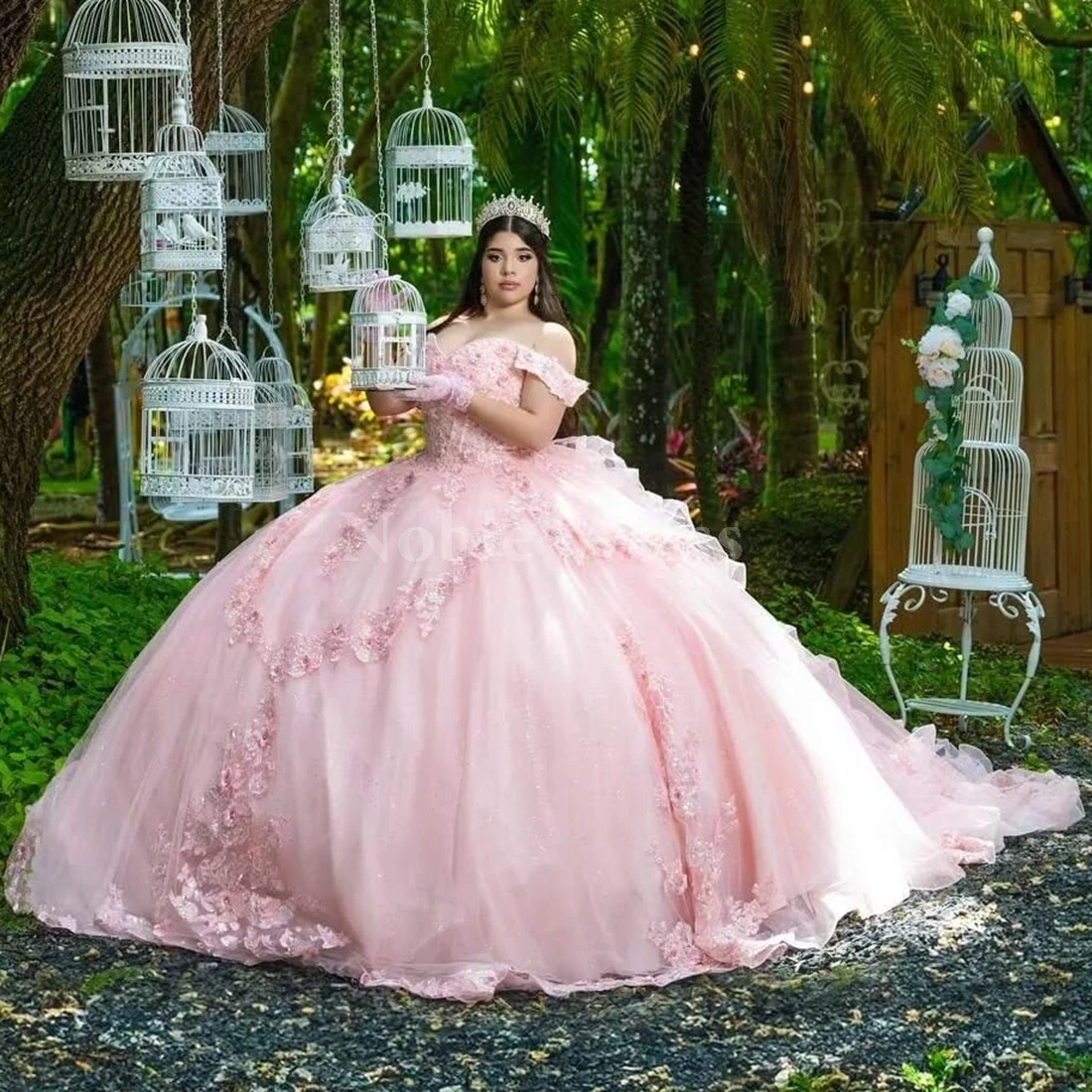 3D Flowers Quinceanera Dresses Ball Gown Beaded Tulle Sweetheart Vestidos De 15 Años Customize