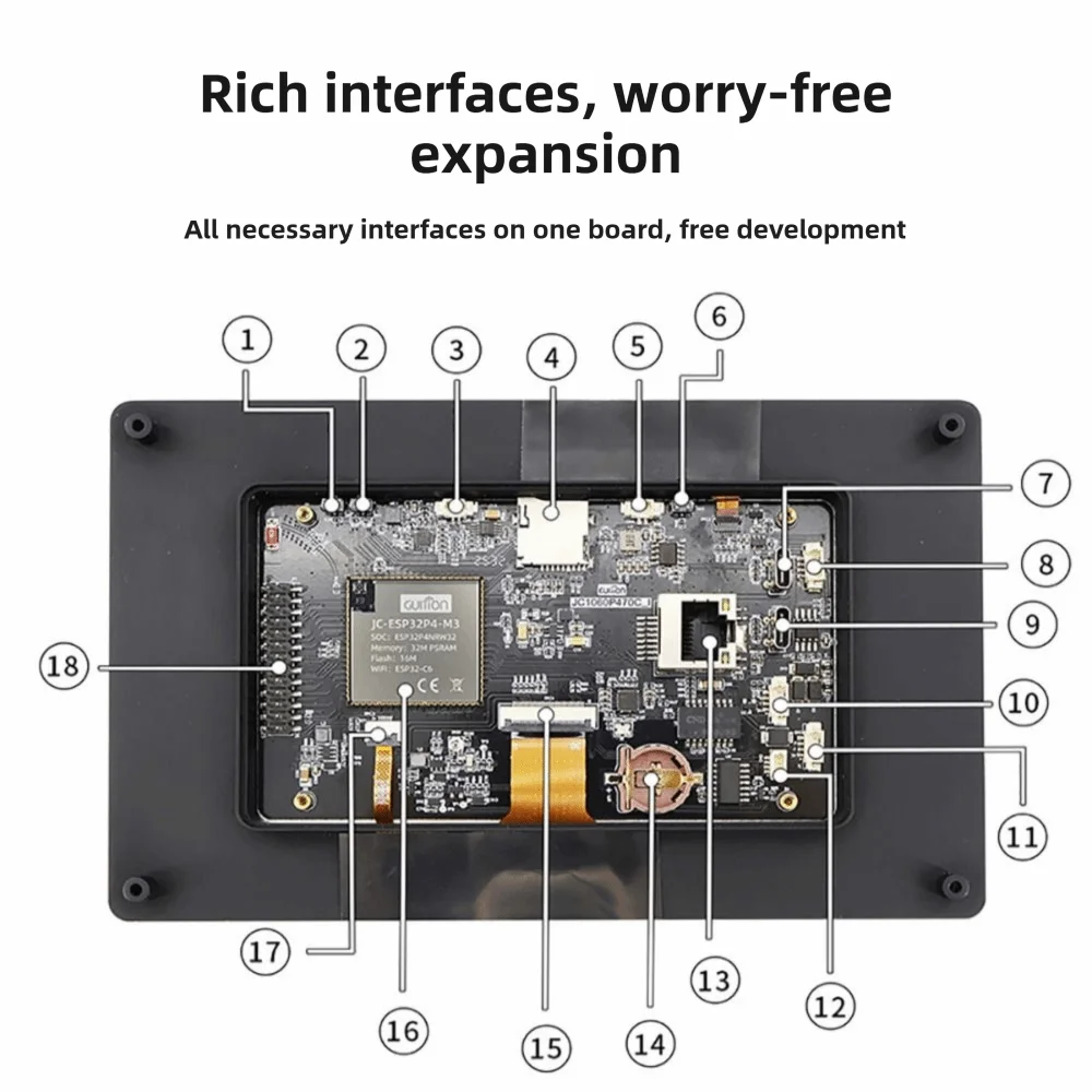 

7,0-дюймовый дисплей ESP32-P4 Макетная плата IPS-экран Модуль камеры ESP32-C6 Макетная плата WIFI Bluetooth