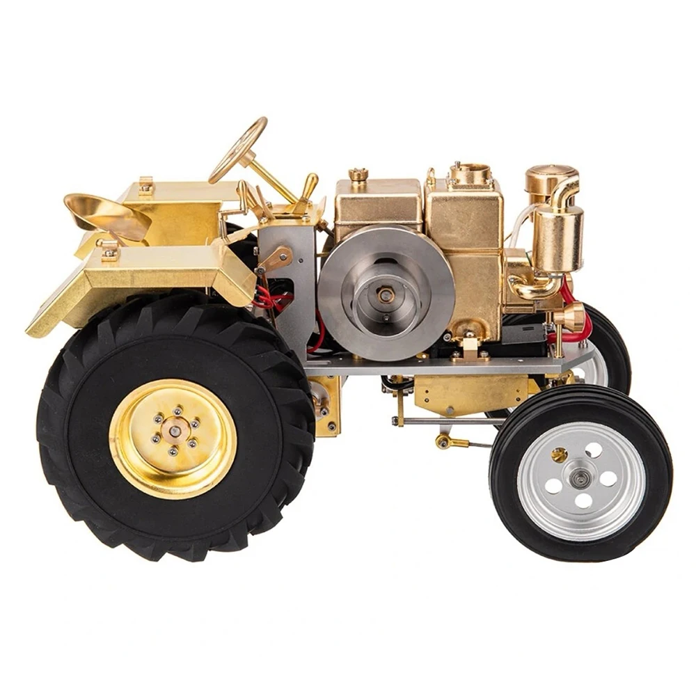 New Brass Gasoline Tractor Model Four Wheeler Handheld Diesel Steam Engine Model Toy