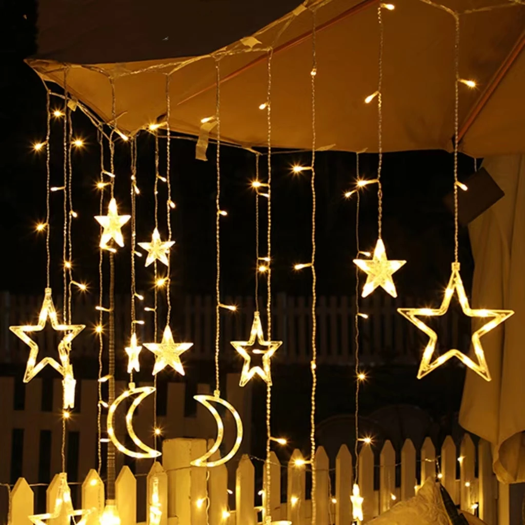 Star String Lights Led Chrismas Graland Fairy Curtain Light 3.5M Indoor Outdoor for Bedroom Home Party Wedding Decor