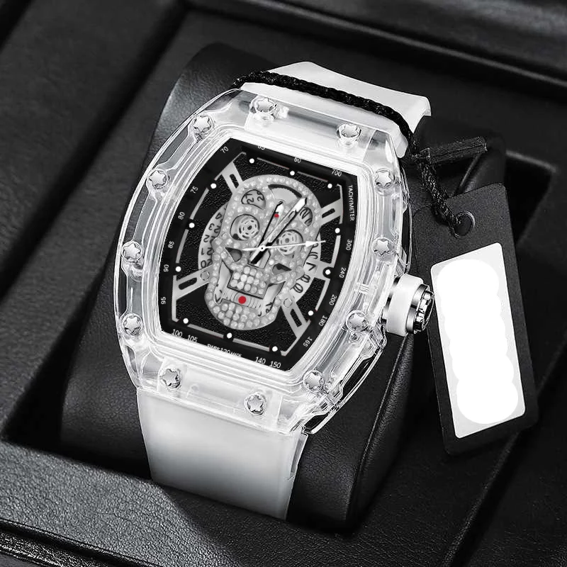 2024 New Quartz Men’s Wristwatch  Fashion Trend Non-mechanical Waterproof Male Watch Luminous Transparent Ghost Head Watches