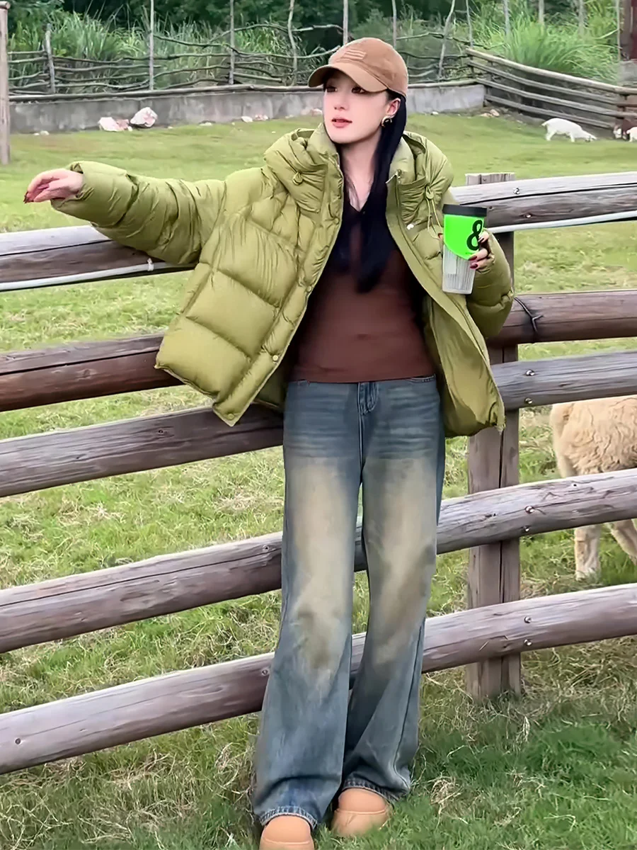 Or da donna bianco Du down Jaet con cappuccio Dstring Thiened capispalla caldo nuovo arrivo inverno 2025 Faionable