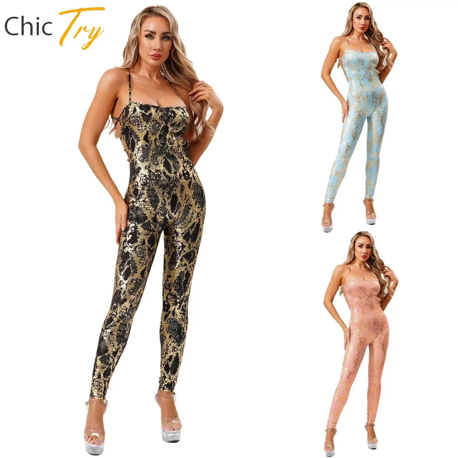 

Womens Adult Fashion Metallic Yoga Sports Workout Jumpsuit Sleeveless Crisscross Strappy Backless Bodysuit Beachwear Active Wear