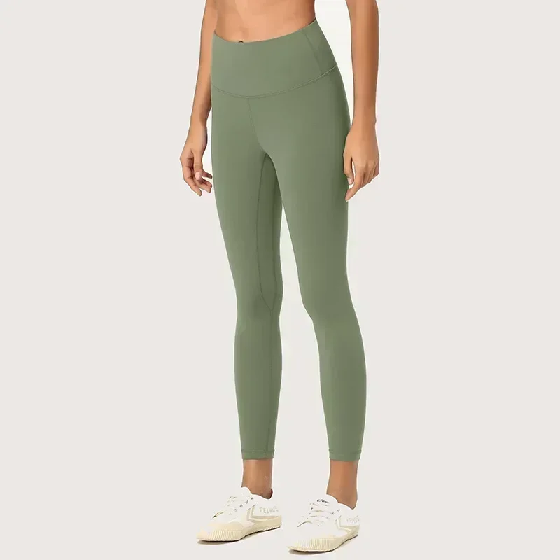 Pantaloni attillati spazzolati fronte-retro da donna per yoga con glutei color pesca Glutei sollevabili a vita alta e pantaloni fitness dimagranti