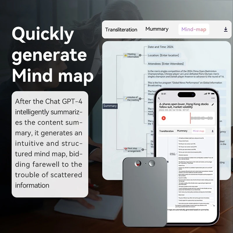 AI Chatgpt-4O Intelligent Voice Recorder 64GB 59 Language Translation Device AI-Powered Voice Recorder Audio Dictaphone