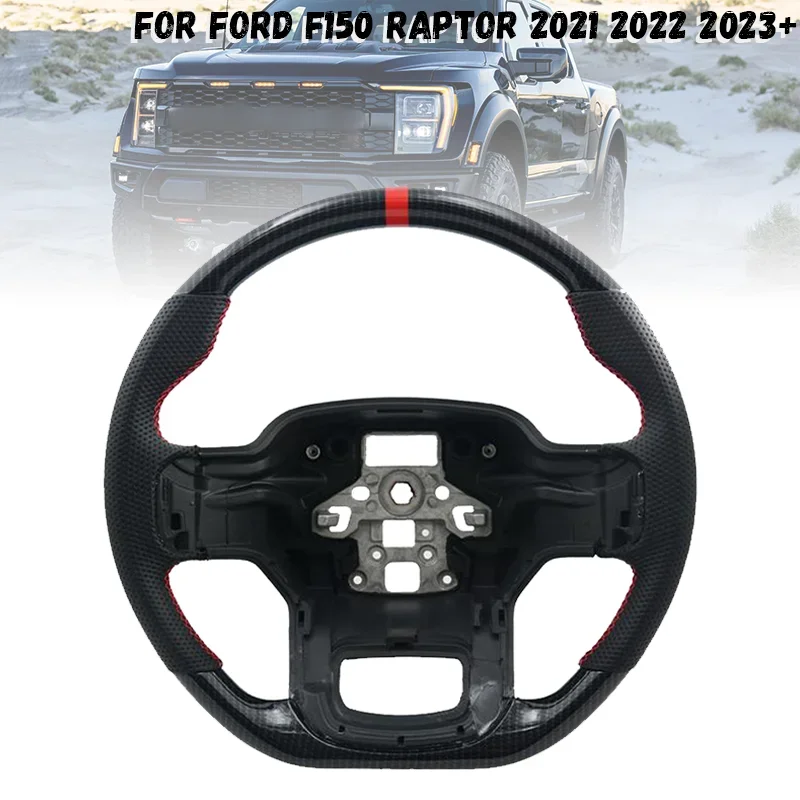 

Carbon Fiber Steering Wheel For Ford Raptor F150 2021 2022 2023 + Perforated Leather Racing Wheel Car Accessories