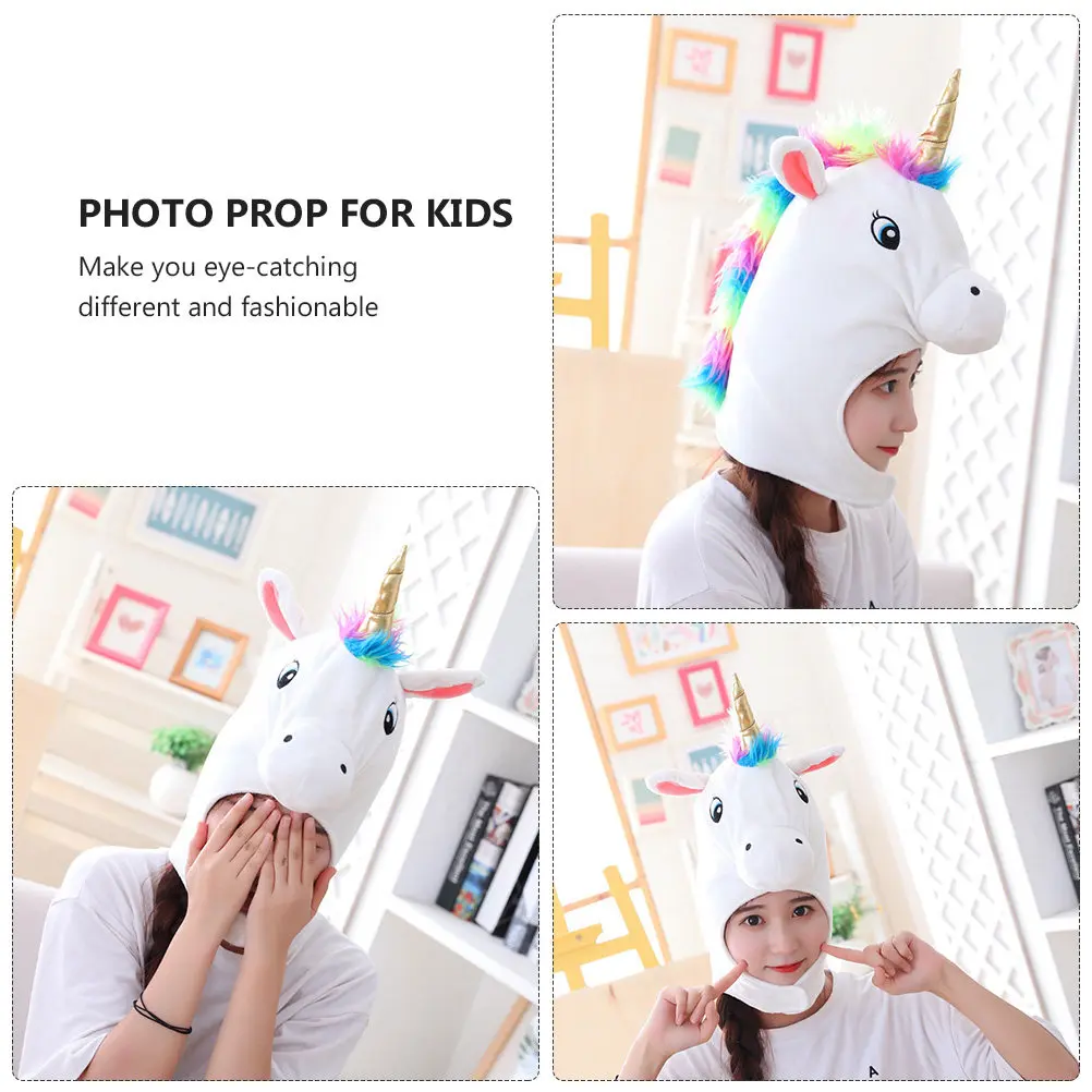 1 unidad de gorro con diseño de unicornio, material suave y grueso, ajuste cómodo, gorro encantador para niños, accesorio para fotos de fiesta de Halloween, regalo