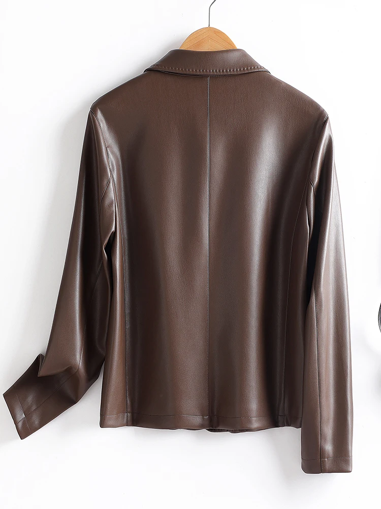   Ning 本革ジャケット レディース 2025 秋新作 スクエアカラー オートスリムフィット シープスキン バイカーコート