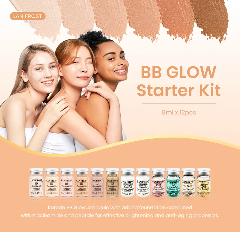 BB Cream Semi-permanent Liquid Ampoule Foundation Facial Glow Serum Moisturizing Brightening Skincare Beauty Cosmetics Kit