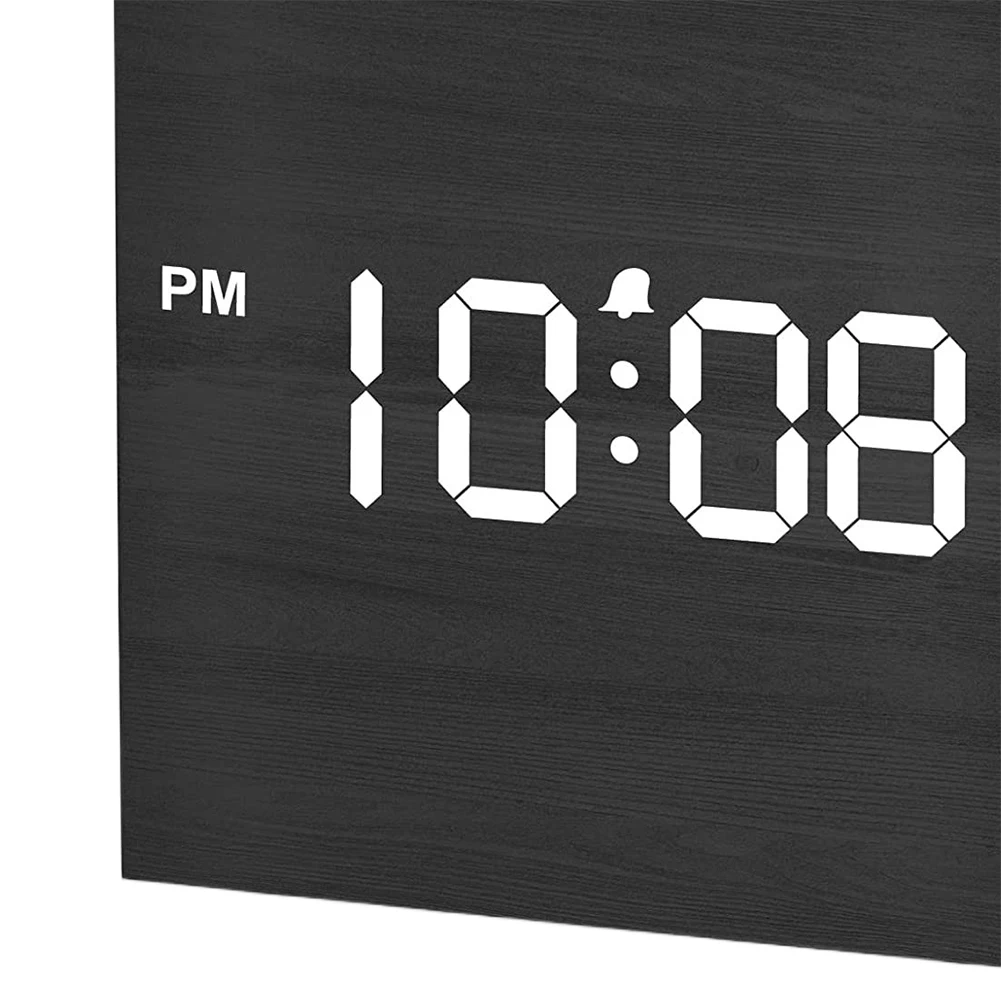 Sveglia digitale in legno con temperatura Orologio a LED Ornamento artistico Orologio da tavolo per camera da letto alimentato tramite USB/alimentato a batteria per l'arredamento della stanza dell'ufficio