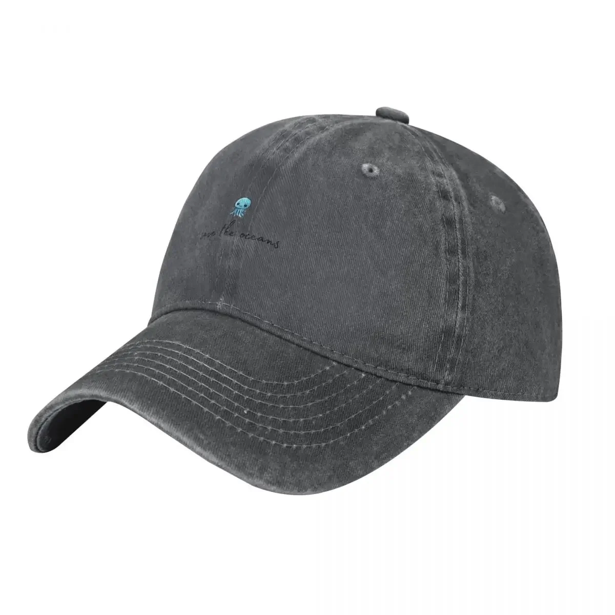 Jellyfish motif with black save the oceans lettering Baseball Cap Rave Luxury Hat Brand Man cap For Man Women's
