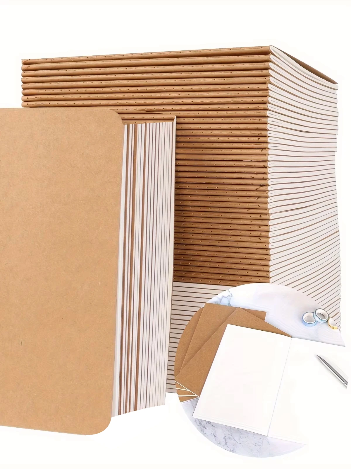 20 Stück A5 Blanko/gefütterte Papier-Tagebuch-Notizbücher mit Kraftpapier-Einband, 72 Seiten Zusammensetzung-Notizbuch, für Reisende, Bürobedarf – Detail 5