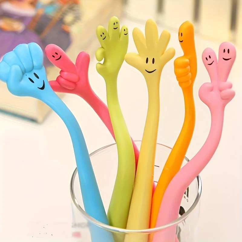 

3PCS Fun Finger Pen - Cute Cartoon Expression Ballpoint Pen with Flexible Silicone for Kids