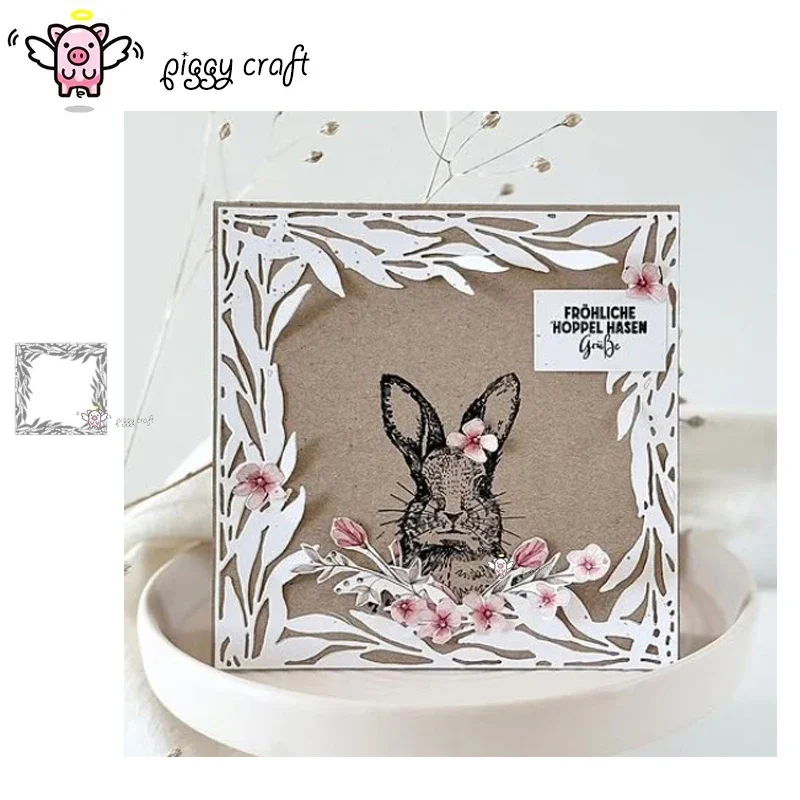 

Piggy Craft metal cutting dies cut die mold Square leaf frame Scrapbook paper craft knife mold blade punch stencils dies