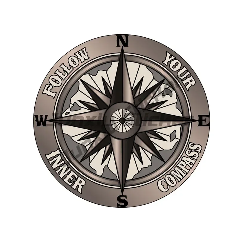 New Design Fun Follow Your Inner Compass Car Stickers Car Motorcycle Exterior Accessories PVC Applique Scratch Trim