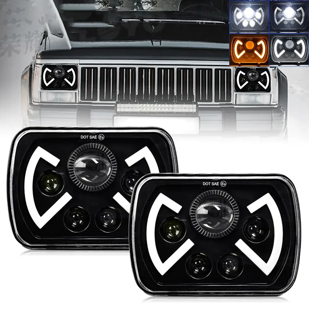 

7X6 дюймов автомобильные фары с DRL сверхмощная лампа дальнего света H4 для Wrangler YJ Cherokee XJ 12V24V лампа накаливания