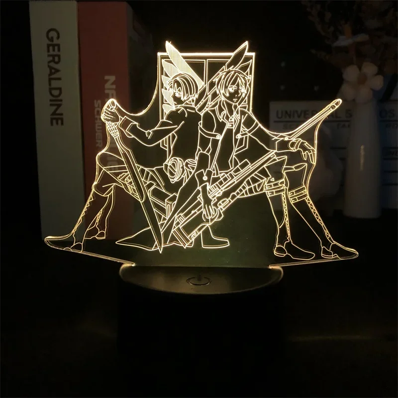 Led lampka nocna lampa nocna z budzikiem Anime atak na Titan Levi Ackmen japońska Manga projektor lampa dekoracyjna na prezent dla dzieci