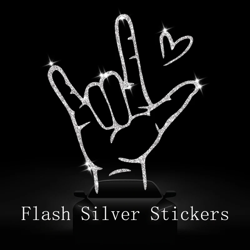 Rock Love Stickers Flash Silver Car Decals Car Stickers