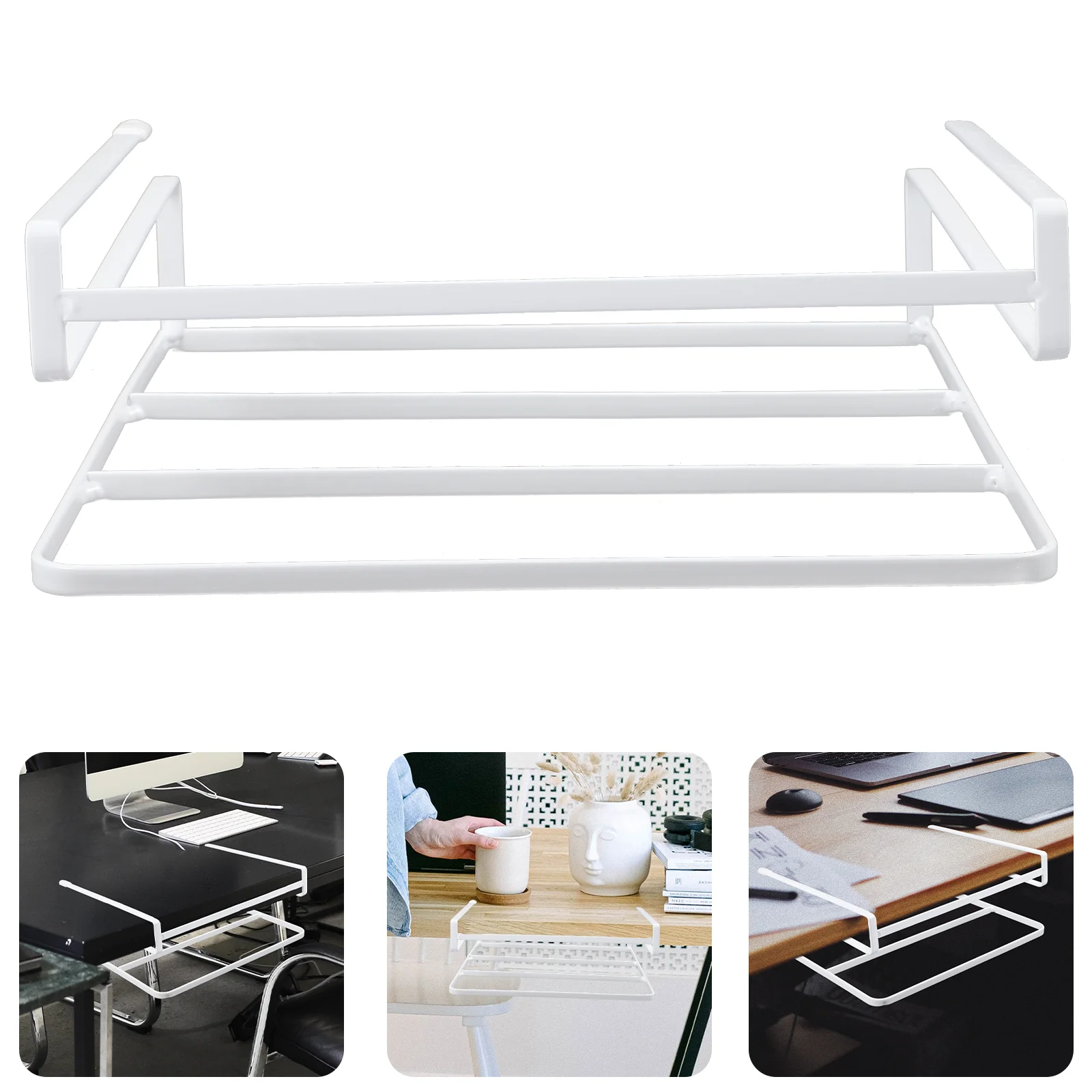

Household under Table Storage Rack Desk Organizer Shelf Desktop Iron Laptop Bracket