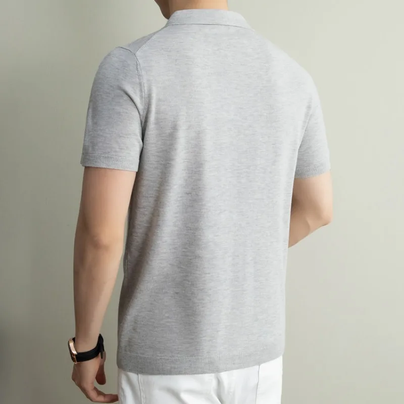 High Quality Linen Men's Polo Shirts Lightweight Soft Summer Short Sleeve T-shirt Casual Old Money Style Button Down Work Office