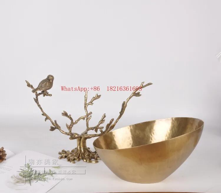 Home High-grade Fruit Plate Ornament Copper Removable Living Room Fruit Basin Fruit Basket Basket