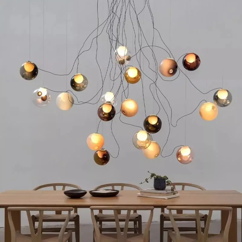 الأمريكية الملونة كرات زجاجية مُثبتة في السقف ضوء ديكور المنزل غرفة المعيشة غرفة نوم المطبخ مطعم خمر مصابيح معلقة #1