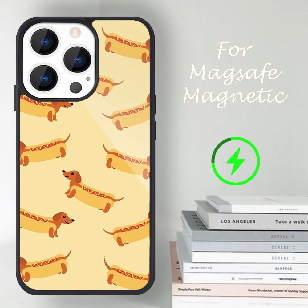 Dachshund Silhouette Dog cute animal Phone Case For iPhone 14 13 12 11 15 Pro Max Magsafe Magnetic