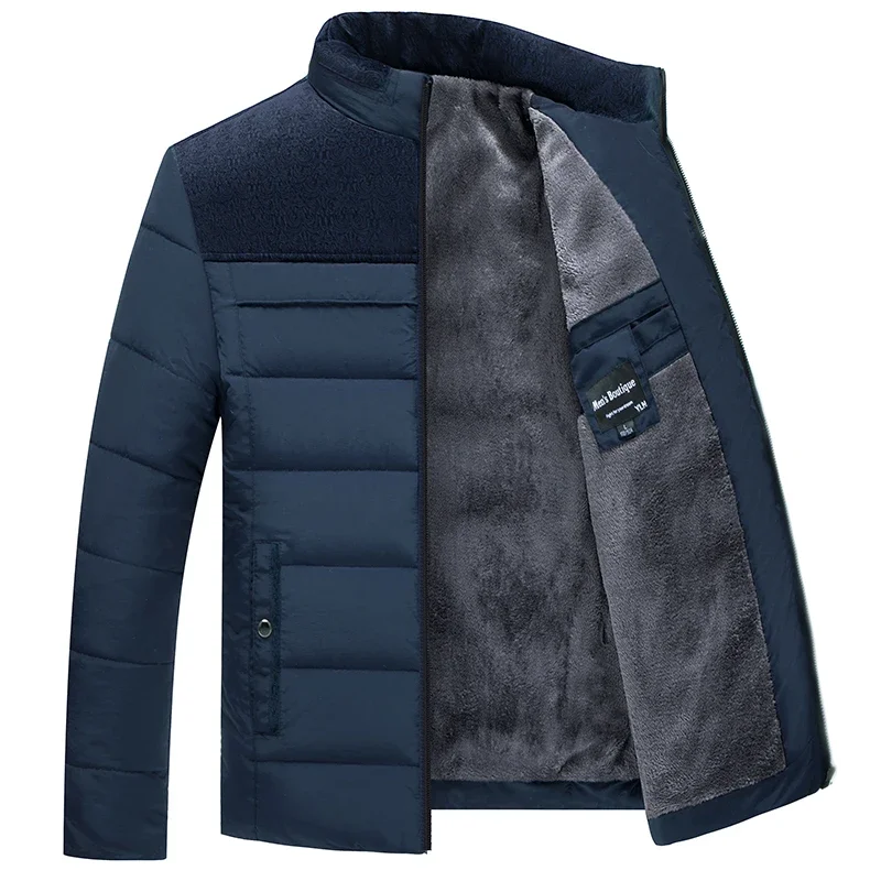 

Winter Warm Men's Parker Coat Men's Stand Collar Winter Jacket Thick Zipper Coat Padded Overcoat for Men Plush Thickened Parkas