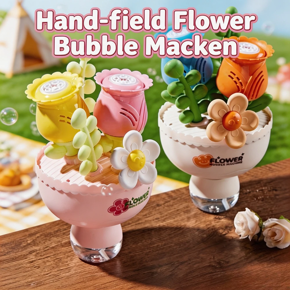 Hand Held Flower Bouquet Bubble Machine Fully Automatic Glowing Bubble Maker Wedding Party Photo Prop Play Toy