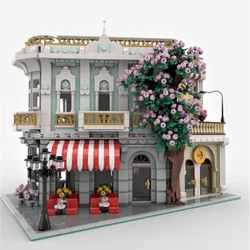 DIY corner street view gardenbuilding MOC City Modular Architecture Urban lnfrastructure Bricks ldeas Toy Gift Kids Boys Girls