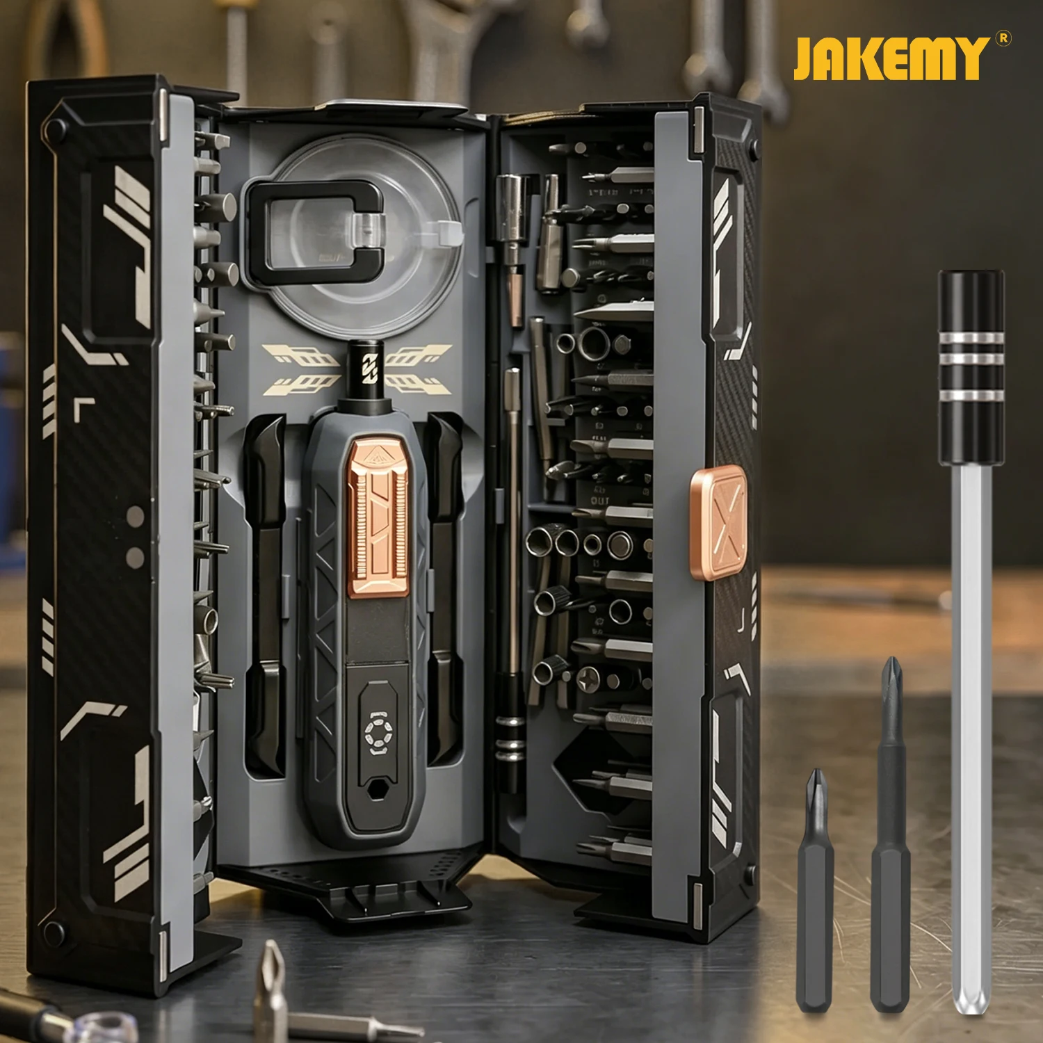 JAKEMY Ensemble de tournevis de précision magnétique 180-en-1, kit de forets électriques pour la réparation d'iPhone, d'ordinateurs portables, de montres et de lunettes