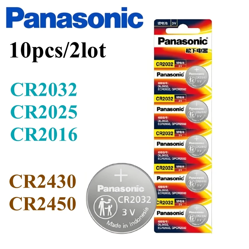 10Pcs Original Panasonic CR2032 CR2025 CR2016 CR2430 CR2450 Lithium Battery CR 2450 Batteria CR 2430