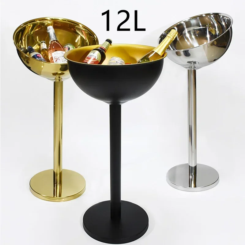 304 Stainless Steel Champagne Basin Floor Standing Stand Cooling Ice Bucket Golden Silver Wine Beer Ice Bucket Bar OutdoorParty