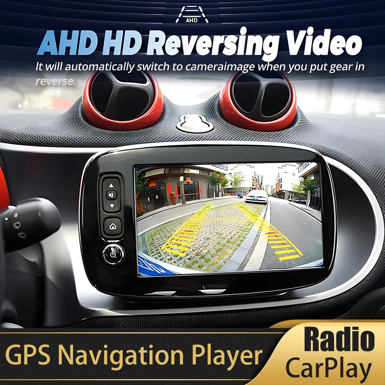 Reproductor de navegación GPS con Radio Android 14, 8 pulgadas, CarPlay para Mercedes Benz Smart 453 Fortwo Forfour 15-19, unidad principal estéreo Multimedia