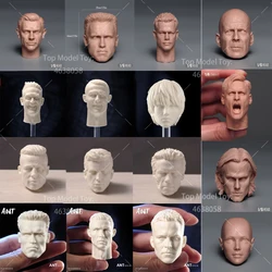Unpainted 1/6 Schwarzenegger Kylin Zhang Brad Pitt Ronaldo White Wolf Geralt Head Sculpt Fit 12'' Soldier Action Figure Body